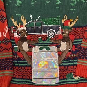 Blizzard Bay Men's Ugly Christmas Sweater Reindeer Keg Truck Drink Pocket Small